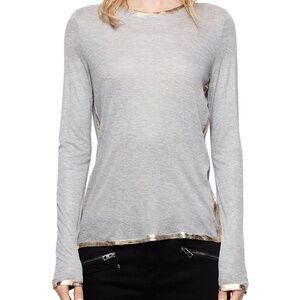Zadig & Voltaire Willy Gold Long-Sleeve Tee Sz M